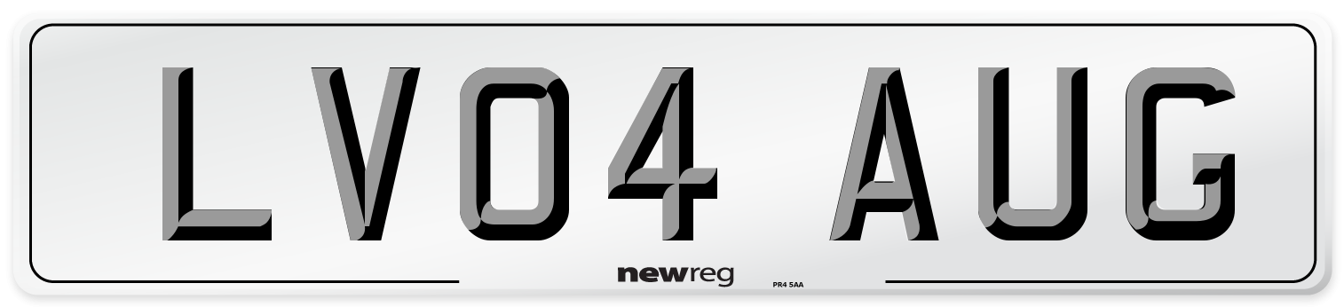 LV04 AUG Number Plate from New Reg